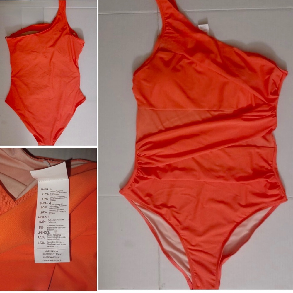 Cupshe Women’s Sz XLT One Shoulder Orange One Piece Swimsuit
